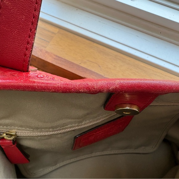 Coach Red Leather Tote Bag - Picture 7 of 10